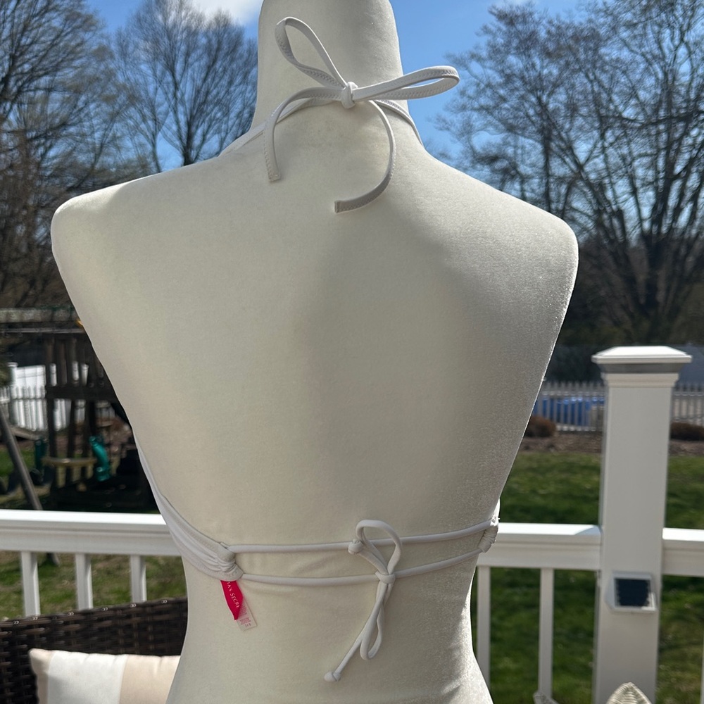 Vintage Victoria's Secret White Sequin Halter Bikini Top - Picture 4 of 7